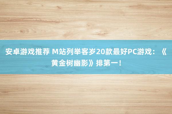 安卓游戏推荐 M站列举客岁20款最好PC游戏：《黄金树幽影》排第一！