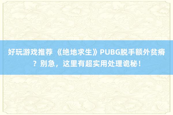 好玩游戏推荐 《绝地求生》PUBG脱手额外贫瘠？别急，这里有超实用处理诡秘！