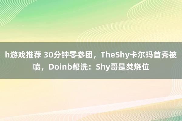 h游戏推荐 30分钟零参团，TheShy卡尔玛首秀被喷，Doinb帮洗：Shy哥是焚烧位