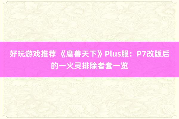 好玩游戏推荐 《魔兽天下》Plus服：P7改版后的一火灵排除者套一览