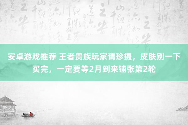 安卓游戏推荐 王者贵族玩家请珍摄，皮肤别一下买完，一定要等2月到来铺张第2轮