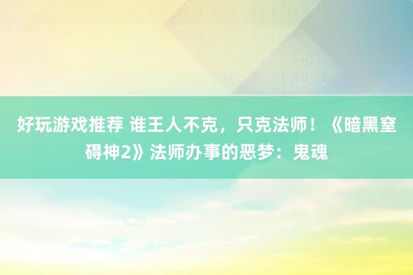 好玩游戏推荐 谁王人不克，只克法师！《暗黑窒碍神2》法师办事的恶梦：鬼魂